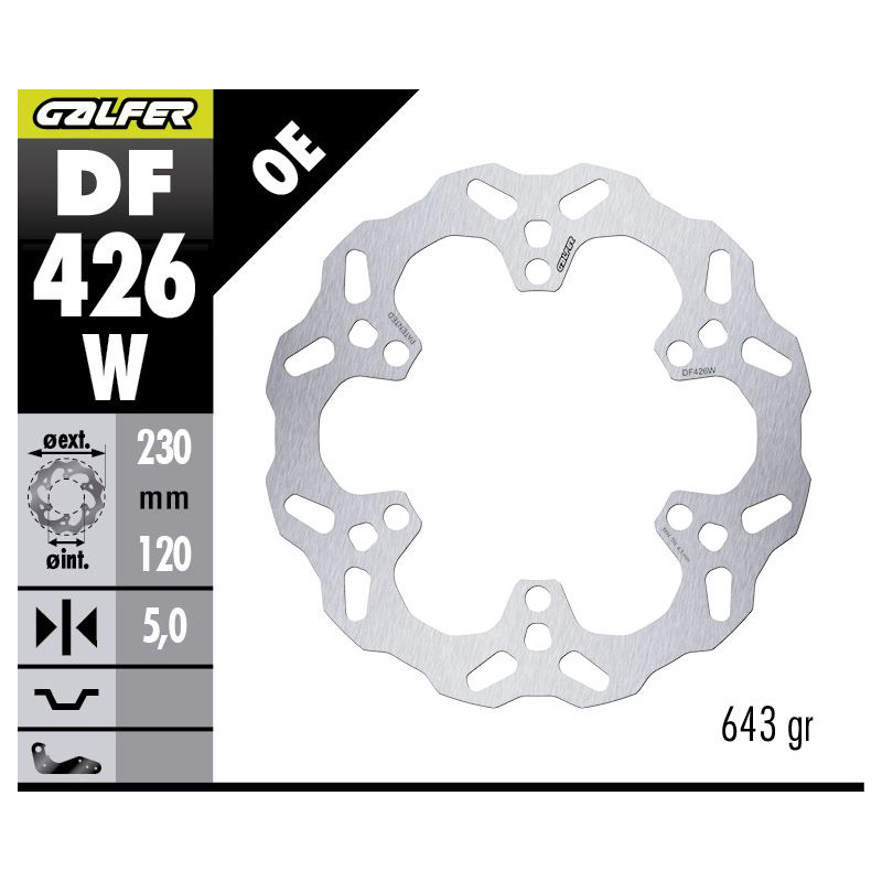 GALFER TARCZA HAMULCOWA TYŁ KAWASAKI KLE 500 '26- (WAVE FIXED) (230X120X5MM) GALFER TARCZA HAMULCOWA TYŁ KAWASAKI KLE 500 '26- (WAVE FIXED) (230X120X5MM)