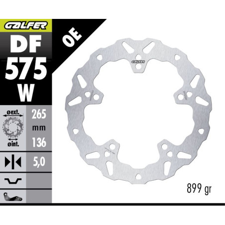 GALFER TARCZA HAMULCOWA TYŁ VOGE 900DSX '24- (265X136X5) (WAVE FIXED)