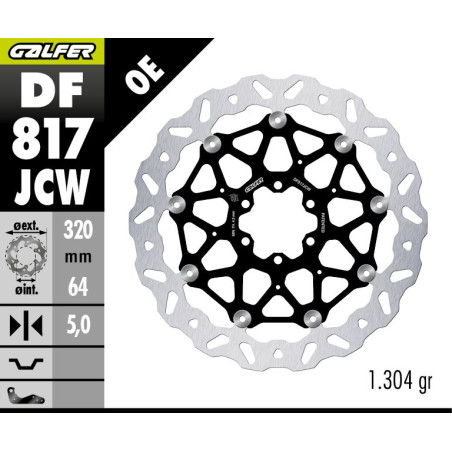 GALFER TARCZA HAMULCOWA PRZÓD BMW HP 4 '12-; S 1000R/RR '09-'23; MOTO GUZZI 1400 AUDACE '15-; 1400 CALIFORNIA '13