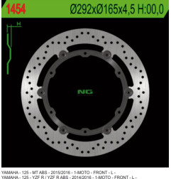 NG TARCZA HAMULCOWA PRZÓD YAMAHA YZF 125R ABS '14-'20, MT 125 ABS '15-'20 PŁYWAJĄCA (292X165X4,5MM) (6X8,5MM)