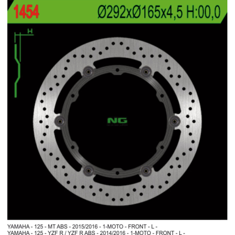 NG TARCZA HAMULCOWA PRZÓD YAMAHA YZF 125R ABS '14-'20, MT 125 ABS '15-'20 PŁYWAJĄCA (292X165X4,5MM) (6X8,5MM) NG TARCZA HAMULCOWA PRZÓD YAMAHA YZF 125R ABS '14-'20, MT 125 ABS '15-'20 PŁYWAJĄCA (292X165X4,5MM) (6X8,5MM)