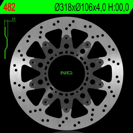 NG TARCZA HAMULCOWA PRZÓD HONDA NSR 125 93-03 PŁYWAJĄCA (318X106X4,0 MM) (6X8,5MM)