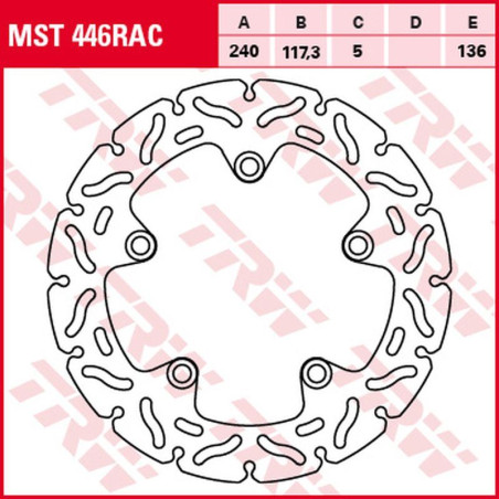 TRW ZF TARCZA HAMULCOWA TYŁ HONDA CTX 700 '14-'17, NC 700D/S/X/XA '12-'14, NC 750D/J/S/X '14-, (240X117X5MM) WAVE
