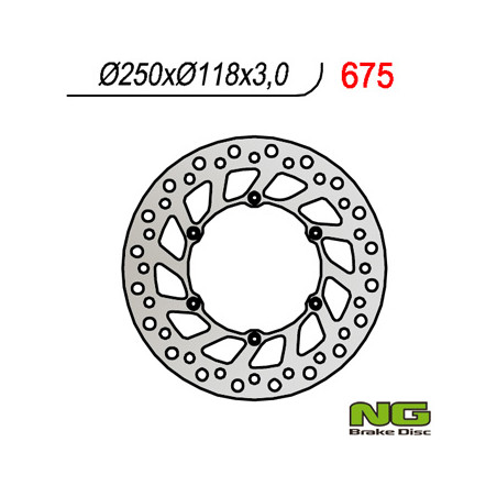 NG TARCZA HAMULCOWA PRZÓD SUZUKI RM/RMZ 250/DRZ, YAMAHA YZ/YZF/WR 02-19 (250X118X3) (6X6,5MM) - ZASTĘPUJE NG854