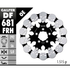 GALFER TARCZA HAMULCOWA PRZÓD / TYŁ HARLEY-DAVIDSON (292X56X5) PŁYWAJĄCA SKULL (WZÓR CZASZKI)