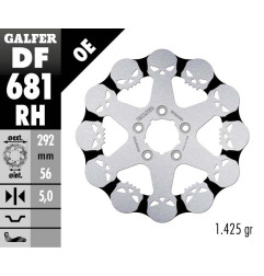GALFER TARCZA HAMULCOWA PRZÓD / TYŁ HARLEY-DAVIDSON (292X56X5) SKULL (WZÓR CZASZKI) (PATRZ OPIS)