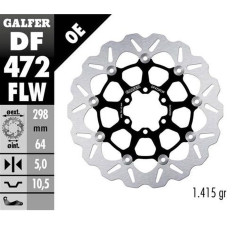 GALFER TARCZA HAMULCOWA PRZÓD / TYŁ APRILIA; CAGIVA; INDIAN; MOTO MORINI; VICTORY; YAMAHA (298X64X5) (WAVE FLOATING)
