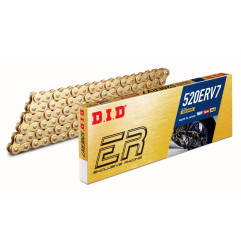 DID ŁAŃCUCH NAPĘDOWY 520ERV7-118 ZŁOTY (118 OGNIW) X-RING (OTWARTY + ZAKUWKA) - ZASTĘPUJE 520ERV3-118