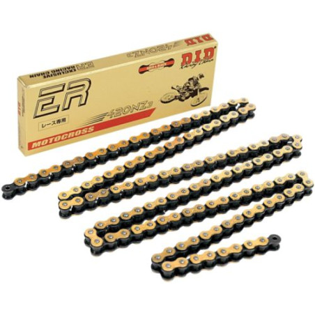 DID ŁAŃCUCH NAPĘDOWY 420NZ3GB-130 (130 OGNIW) BEZ O-RINGÓW ZŁOTY (OTWARTY + ZAPINKA)
