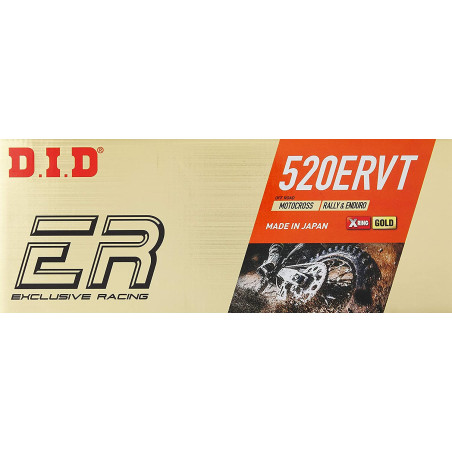 DID ŁAŃCUCH NAPĘDOWY 520ERVT-118 (118 OGNIW) X-RING (ZŁOTY) (OTWARTY + ZAPINKA)