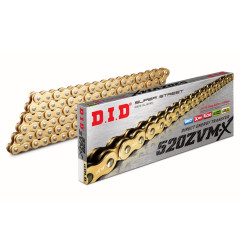 DID ŁAŃCUCH NAPĘDOWY 520ZVMXGG-106 (106 OGNIW) X-RING ZŁOTY / ZŁOTY (OTWARTY + ZAKUWKA)