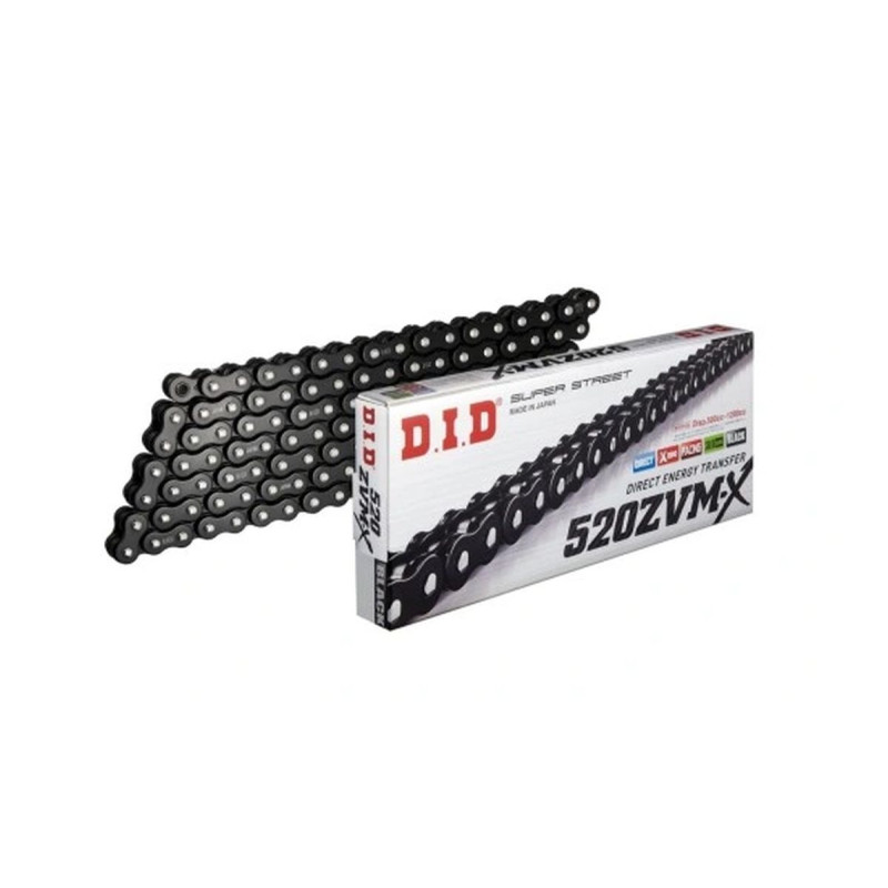 DID ŁAŃCUCH NAPĘDOWY 520ZVMXBK-110 (110 OGNIW) X-RING (OTWARTY + ZAKUWKA)