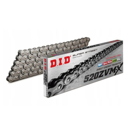 DID ŁAŃCUCH NAPĘDOWY 520ZVMXBK-118 (118 OGNIW) X-RING (OTWARTY + ZAKUWKA)