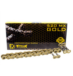 PROX ŁAŃCUCH NAPĘDOWY 520 MX GOLD (BEZ O-RINGÓW) 120 OGNIW KOLOR ZŁOTY (OTWARTY + ZAPINKA)