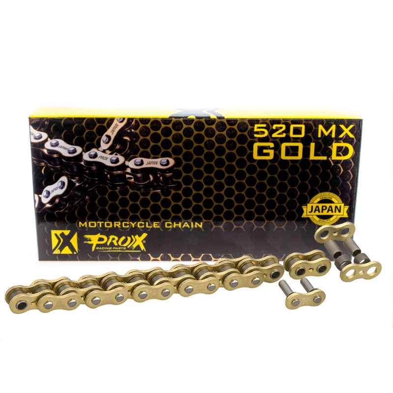 PROX ŁAŃCUCH NAPĘDOWY 520 MX GOLD (BEZ O-RINGÓW) 120 OGNIW KOLOR ZŁOTY (OTWARTY + ZAPINKA) PROX ŁAŃCUCH NAPĘDOWY 520 MX GOLD (BEZ O-RINGÓW) 120 OGNIW KOLOR ZŁOTY (OTWARTY + ZAPINKA)