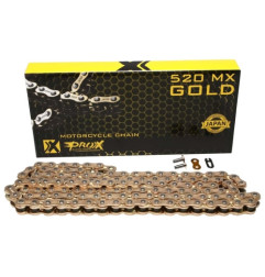 PROX ŁAŃCUCH NAPĘDOWY 520 MX GOLD (BEZ O-RINGÓW) 120 OGNIW KOLOR ZŁOTY (OTWARTY + ZAPINKA)