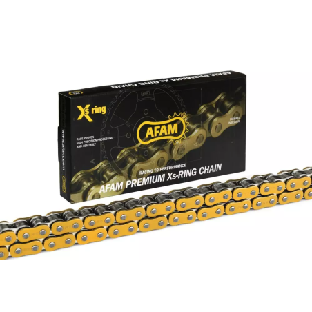 Łańcuch napędowy Afam 520 XSR-G 102 Xs-Ring otwarty z zakuwką złoty