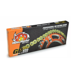 MOTO-MASTER ŁAŃCUCH NAPĘDOWY GP-420 MX PROFESSIONAL MOTOCROSS RACING CHAIN BEZ ORINGÓW KOLOR ZŁOTY