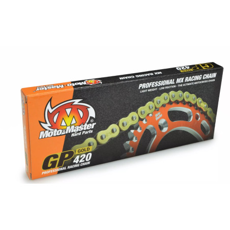 MOTO-MASTER ŁAŃCUCH NAPĘDOWY GP-420 MX PROFESSIONAL MOTOCROSS RACING CHAIN BEZ ORINGÓW KOLOR ZŁOTY