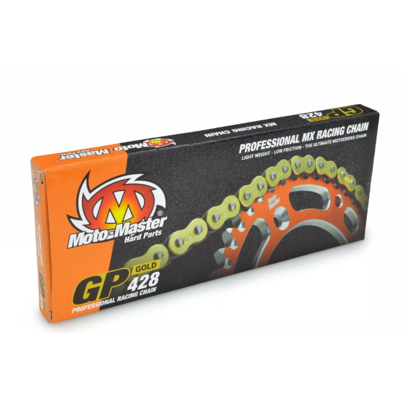 MOTO-MASTER ŁAŃCUCH NAPĘDOWY GP-428 MX PROFESSIONAL MOTOCROSS RACING CHAIN BEZ ORINGÓW KOLOR ZŁOTY MOTO-MASTER ŁAŃCUCH NAPĘDOWY GP-428 MX PROFESSIONAL MOTOCROSS RACING CHAIN BEZ ORINGÓW KOLOR ZŁOTY