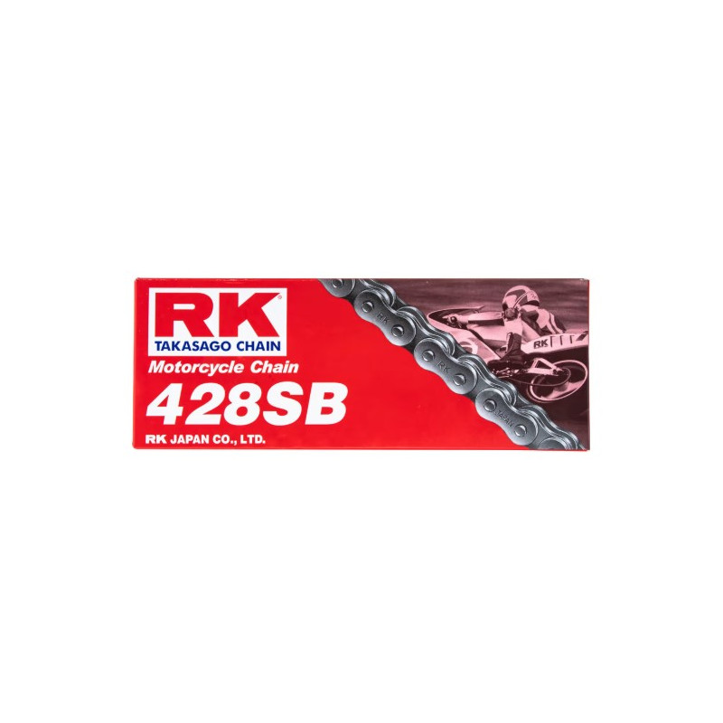 RK ŁAŃCUCH NAPĘDOWY 428SB-136 ZAPINKA (CL) W ZESTAWIE KOLOR STANDARD (POJEMNOŚĆ: DO 135 CCM) (19,1 KN)
