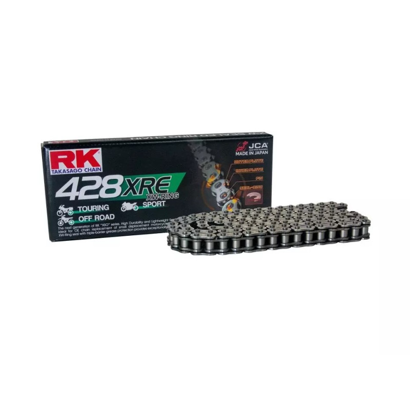 RK ŁAŃCUCH NAPĘDOWY 428XRE-142 (XW-RING) ZAKUWKA (CLF) W ZESTAWIE KOLOR STANDARD (POJEMNOŚĆ: DO 400 CCM) (27 KN) RK ŁAŃCUCH NAPĘDOWY 428XRE-142 (XW-RING) ZAKUWKA (CLF) W ZESTAWIE KOLOR STANDARD (POJEMNOŚĆ: DO 400 CCM) (27 KN)