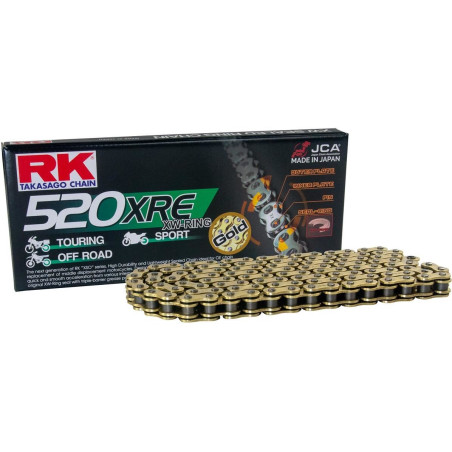RK ŁAŃCUCH NAPĘDOWY GB520XRE-110 (XW-RING) ZAKUWKA (CLF) W ZESTAWIE KOLOR ZŁOTY (POJEMNOŚĆ: DO 800 CCM) (36,5 KN)