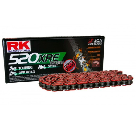 RK ŁAŃCUCH NAPĘDOWY RR520XRE-120 (XW-RING) ZAKUWKA (CLF) W ZESTAWIE KOLOR CZERWONY (POJEMNOŚĆ: DO 800 CCM) (36,5 KN)