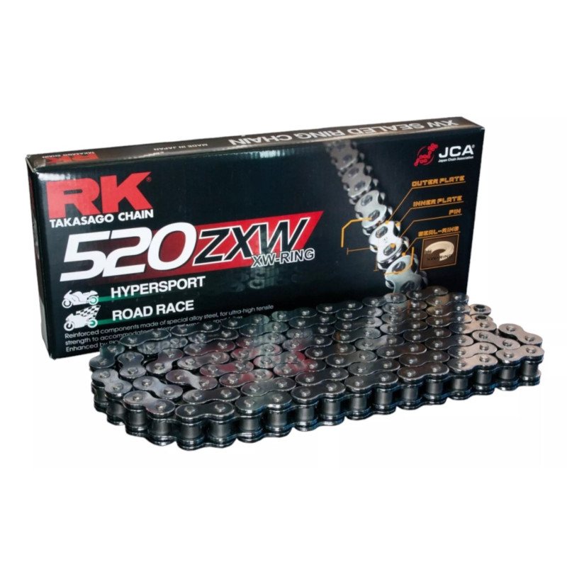 RK ŁAŃCUCH NAPĘDOWY 520ZXW-120 (XW-RING) ZAKUWKA (CLF) W ZESTAWIE KOLOR STANDARD (POJEMNOŚĆ: DO 1200 CCM) (42 KN)