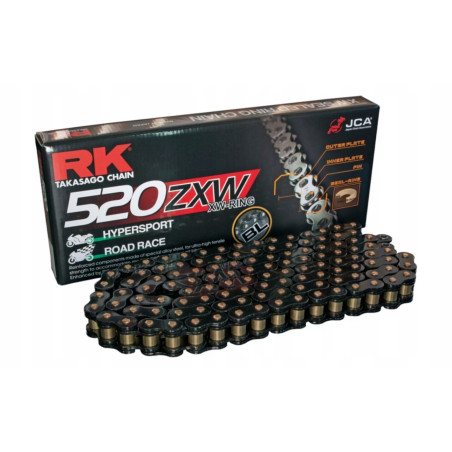 RK ŁAŃCUCH NAPĘDOWY BL520ZXW-120 (XW-RING) ZAKUWKA (CLF) W ZESTAWIE KOLOR CZARNY (POJEMNOŚĆ: DO 1200 CCM) (42 KN)