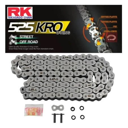 RK ŁAŃCUCH NAPĘDOWY 525KRO-124 (O-RING) ZAKUWKA (CLF) W ZESTAWIE KOLOR STANDARD (POJEMNOŚĆ: DO 800 CCM) (38,3 KN)