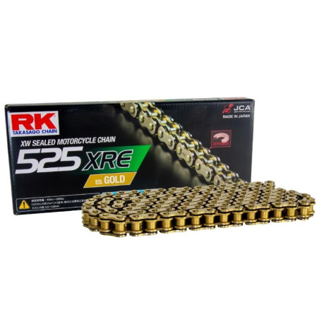RK ŁAŃCUCH NAPĘDOWY GB525XRE-116 (XW-RING) ZAKUWKA (CLF) W ZESTAWIE KOLOR ZŁOTY (POJEMNOŚĆ: DO 1000 CCM) (42 KN)