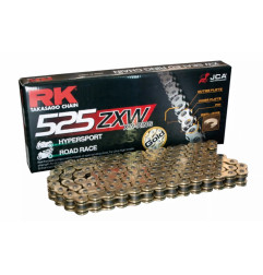 RK ŁAŃCUCH NAPĘDOWY GB525ZXW-124 (XW-RING) ZAKUWKA (CLF) W ZESTAWIE KOLOR ZŁOTY (POJEMNOŚĆ: DO 1300 CCM) (46,4 KN)