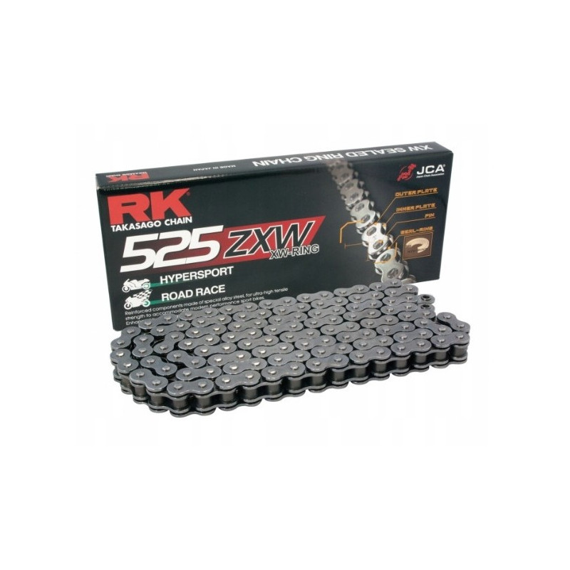 RK ŁAŃCUCH NAPĘDOWY 525ZXW-128 (XW-RING) ZAKUWKA (CLF) W ZESTAWIE KOLOR STANDARD (POJEMNOŚĆ: DO 1300 CCM) (46,4 KN)
