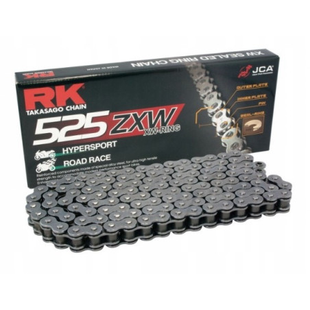 RK ŁAŃCUCH NAPĘDOWY 525ZXW-128 (XW-RING) ZAKUWKA (CLF) W ZESTAWIE KOLOR STANDARD (POJEMNOŚĆ: DO 1300 CCM) (46,4 KN)