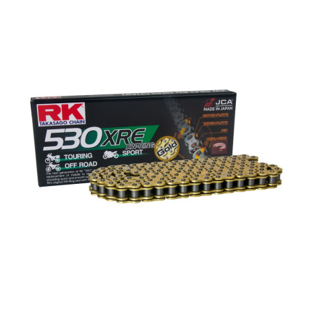 RK ŁAŃCUCH NAPĘDOWY GB530XRE-112 (XW-RING) ZAKUWKA (CLF) W ZESTAWIE KOLOR ZŁOTY (POJEMNOŚĆ: DO 1400 CCM) (44 KN)