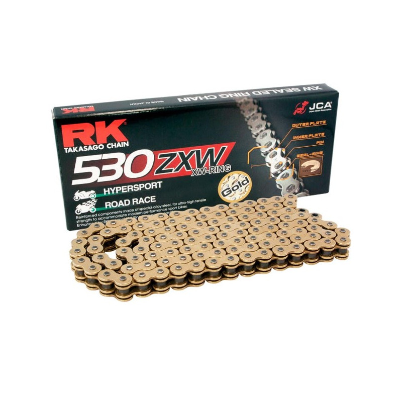 RK ŁAŃCUCH NAPĘDOWY 530ZXW-110 (XW-RING) ZAKUWKA (CLF) W ZESTAWIE KOLOR ZŁOTY (POJEMNOŚĆ: DO 1400 CCM) (44 KN) RK ŁAŃCUCH NAPĘDOWY 530ZXW-110 (XW-RING) ZAKUWKA (CLF) W ZESTAWIE KOLOR ZŁOTY (POJEMNOŚĆ: DO 1400 CCM) (44 KN)