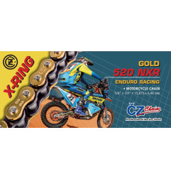 CZ 2025/12 ŁAŃCUCH NAPĘDOWY 520 NXR ACTIVE RING ZŁOTY ENDURO RACING DO 600 CCM (WĄSKI 15,875 X 6,48MM) + ZAPINKA