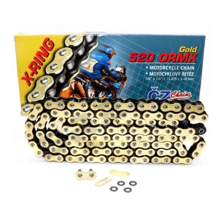 CZ ŁAŃCUCH NAPĘDOWY 520 ORMX (114 OGNIW) ACTIVE RING (X-RING) ZŁOTY DO 600 CCM (ENDURO) (34,5 KN) + ZAPINKA