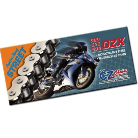 CZ ŁAŃCUCH NAPĘDOWY 525 DZX (114 OGNIW) ACTIVE RING (X-RING) CHROM DO 1000 CCM (40,0 KN) + ZAKUWKA DRĄŻONA