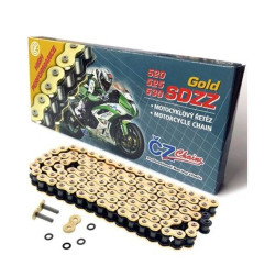 CZ ŁAŃCUCH NAPĘDOWY 525 SDZZ (114 OGNIW) ACTIVE RING (X-RING) ZŁOTY DO 1200 CCM (46,2 KN) + ZAKUWKA DRĄŻONA