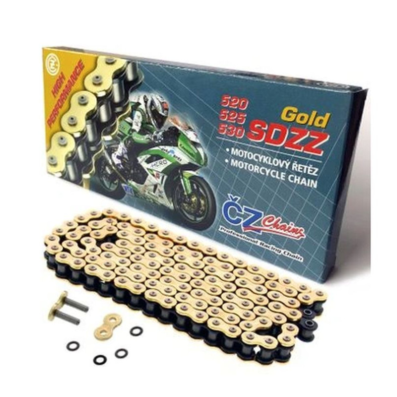 CZ ŁAŃCUCH NAPĘDOWY 530 SDZZ (118 OGNIW) ACTIVE RING (X-RING) ZŁOTY DO 1400 CCM (48,6 KN) + ZAKUWKA DRĄŻONA CZ ŁAŃCUCH NAPĘDOWY 530 SDZZ (118 OGNIW) ACTIVE RING (X-RING) ZŁOTY DO 1400 CCM (48,6 KN) + ZAKUWKA DRĄŻONA