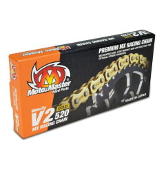 MOTO-MASTER ŁAŃCUCH NAPĘDOWY V2-420G MX RACING GOLD CHAIN REGULAR KOLOR ZŁOTY (130 OGNIW, ZAPINKA W ZESTAWIE)