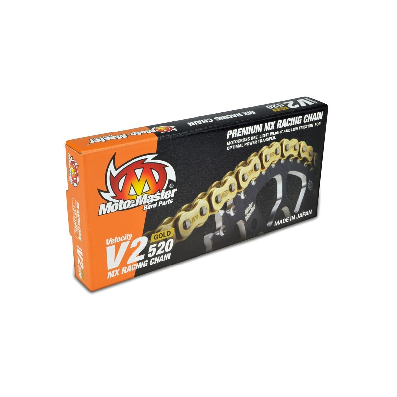 MOTO-MASTER ŁAŃCUCH NAPĘDOWY V2-420G MX RACING GOLD CHAIN REGULAR KOLOR ZŁOTY (130 OGNIW, ZAPINKA W ZESTAWIE)