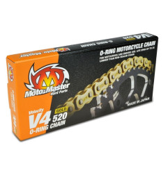 MOTO-MASTER ŁAŃCUCH NAPĘDOWY V4-520G O-RING GOLD CHAIN ŁAŃCUCH NAPĘDOWY KOLOR ZŁOTY (120 OGNIW, ZAPINKA W ZESTAWIE)