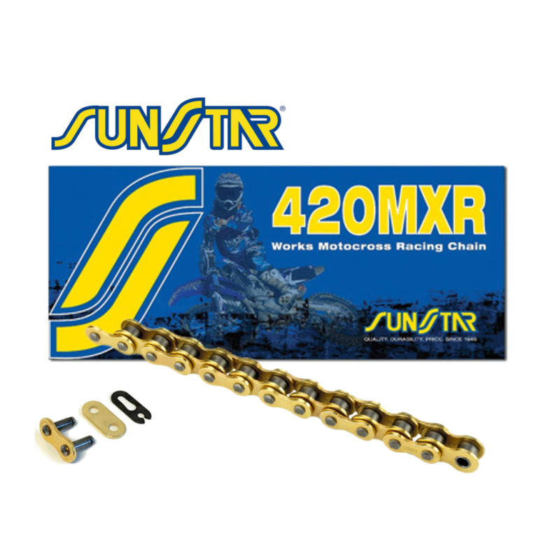 SUNSTAR ŁAŃCUCH NAPĘDOWY 420MXR-130G MOTOCROSS DO 150 CCM OTWARTY + ZAPINKA - MADE IN JAPAN - OFERTA SPECJALNA
