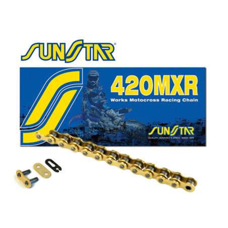 SUNSTAR ŁAŃCUCH NAPĘDOWY 420MXR-130G MOTOCROSS DO 150 CCM OTWARTY + ZAPINKA - MADE IN JAPAN - OFERTA SPECJALNA