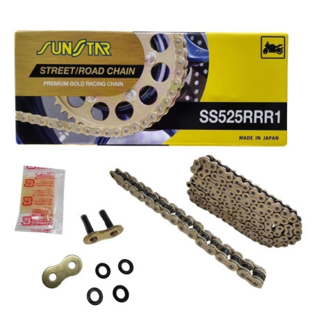 SUNSTAR ŁAŃCUCH NAPĘDOWY 525RRR1-112G DO 1100 CCM KOLOR ZŁOTY - ZASTĘPUJE SS525RTG1-112G - MADE IN JAPAN