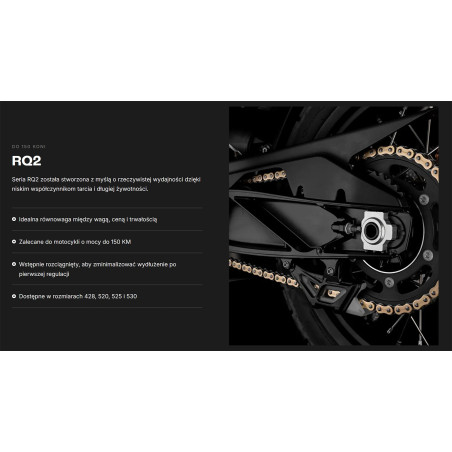 TSUBAKI ŁAŃCUCH NAPĘDOWY 520 RQ2 114 PROFESSIONAL ROAD X-RING CHAIN KOLOR ZŁOTO CZARNY G&B