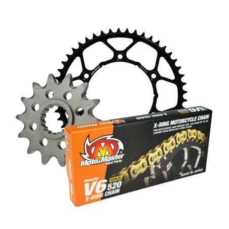 MOTO-MASTER ZESTAW NAPĘDOWY KOMPLETNY KTM/HUSQVARNA/GASGAS 13/50/120 ŁAŃCUCH V6-520G X-RING GOLD - ZŁOTY